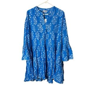 NWT Juliet Dunn Sapphire Blue Silver Dress L